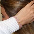 Rosenquarz und 24K Vergoldeter Silber-Schmetterling Armband