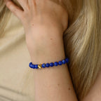 Lapis Lazuli und 24K Vergoldetes Silber-Kleeblatt Armband