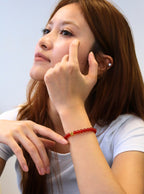 Roter Achat und 24K Vergoldetes Silber-Kleeblatt Armband