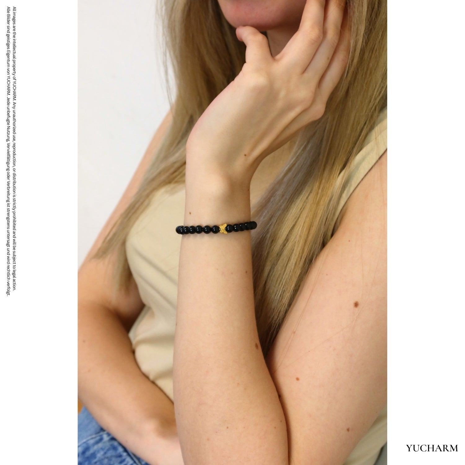 Turmalin und 24K Vergoldeter Silber-Schmetterling Armband