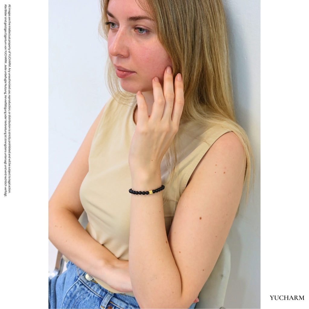 Turmalin und 24K Vergoldeter Silber-Kleeblatt Armband