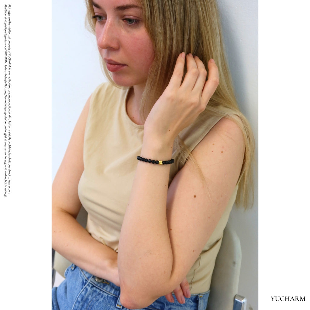 Turmalin und 24K Vergoldeter Silber-Kleeblatt Armband