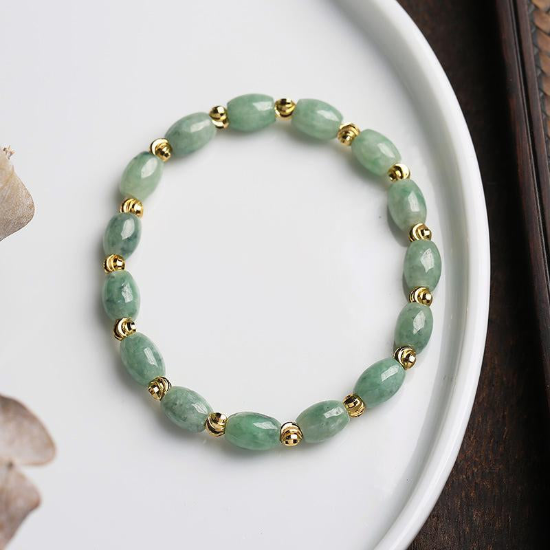 Natürliche Reisperlen Jade Jade Armband ethnischen Stil Männer und Frauen Jade Jade A Cargo Clip Gold Perlen Jade Armband Schmuck