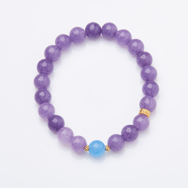 Natürliches violettes Armband für Frauen, neuer chinesischer Stil, cool und romantisch, lila Chalcedon-Armband, Frühlings- und Sommerarmband im Großhandel