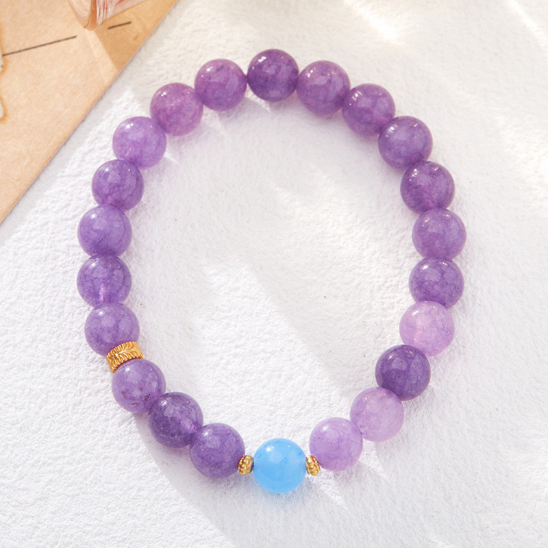 Natürliches violettes Armband für Frauen, neuer chinesischer Stil, cool und romantisch, lila Chalcedon-Armband, Frühlings- und Sommerarmband im Großhandel