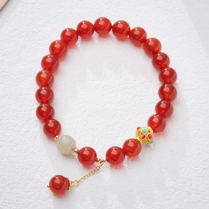 Natürliches rotes Achat-Armband für Frauen, Hetian Jade Road, schmale Taille, viel Glück, High-End-Armband, Geschenk für Freundin, Großhandel