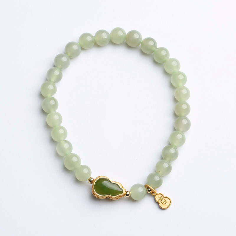 Original Design 6mm Hetian Jade Runde Perle Einzelkreis Armband für Frauen Jaspis Kürbis Jifu Stil Zubehör Hand Schmuck Großhandel