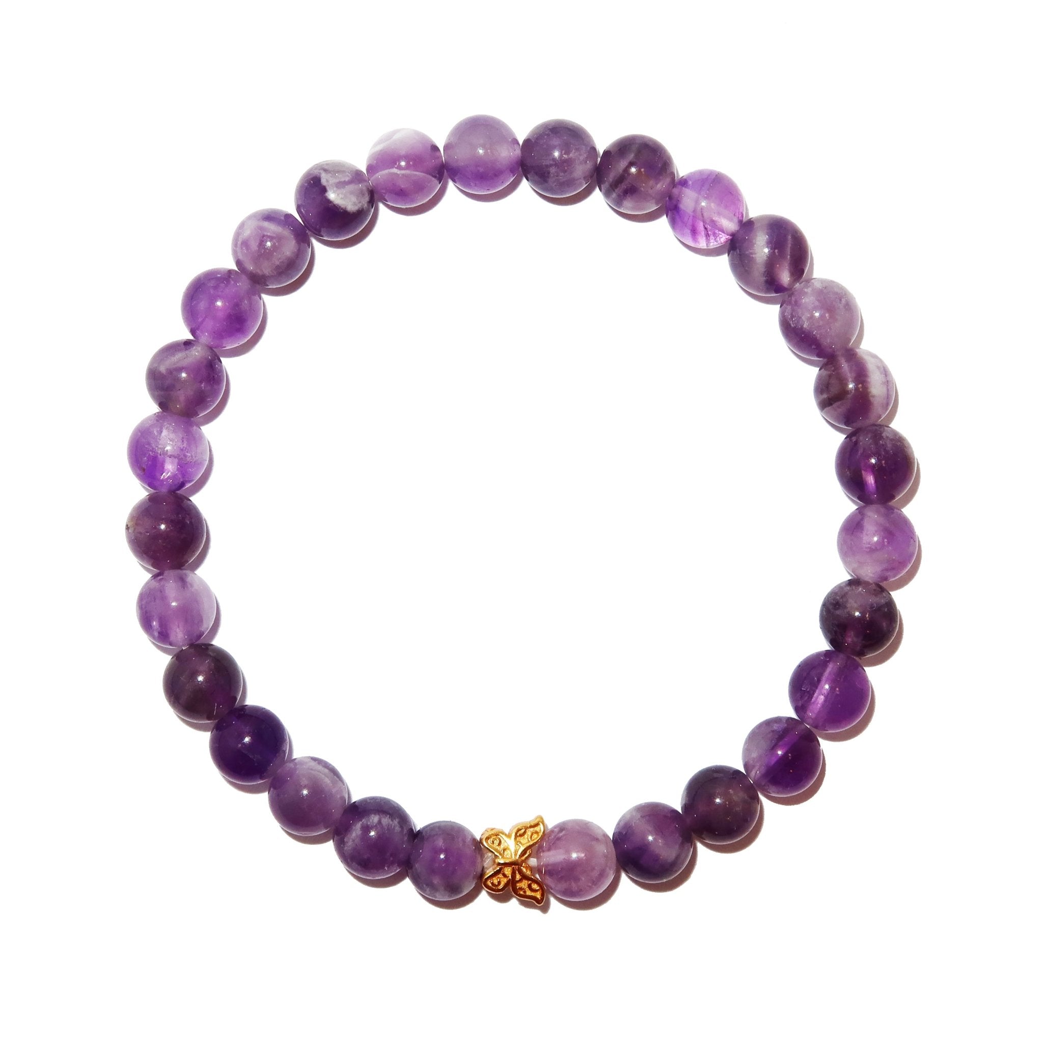 Elegantes Amethyst und 24K Vergoldeter Silber - Schmetterling Armband für Damen - stilvoll & kraftvoll - YuCharm