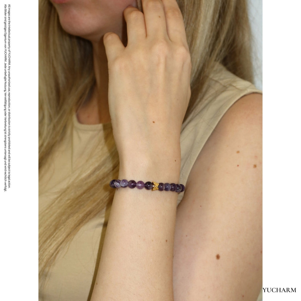 Elegantes Amethyst und 24K Vergoldeter Silber - Schmetterling Armband für Damen - stilvoll & kraftvoll - YUCHARM