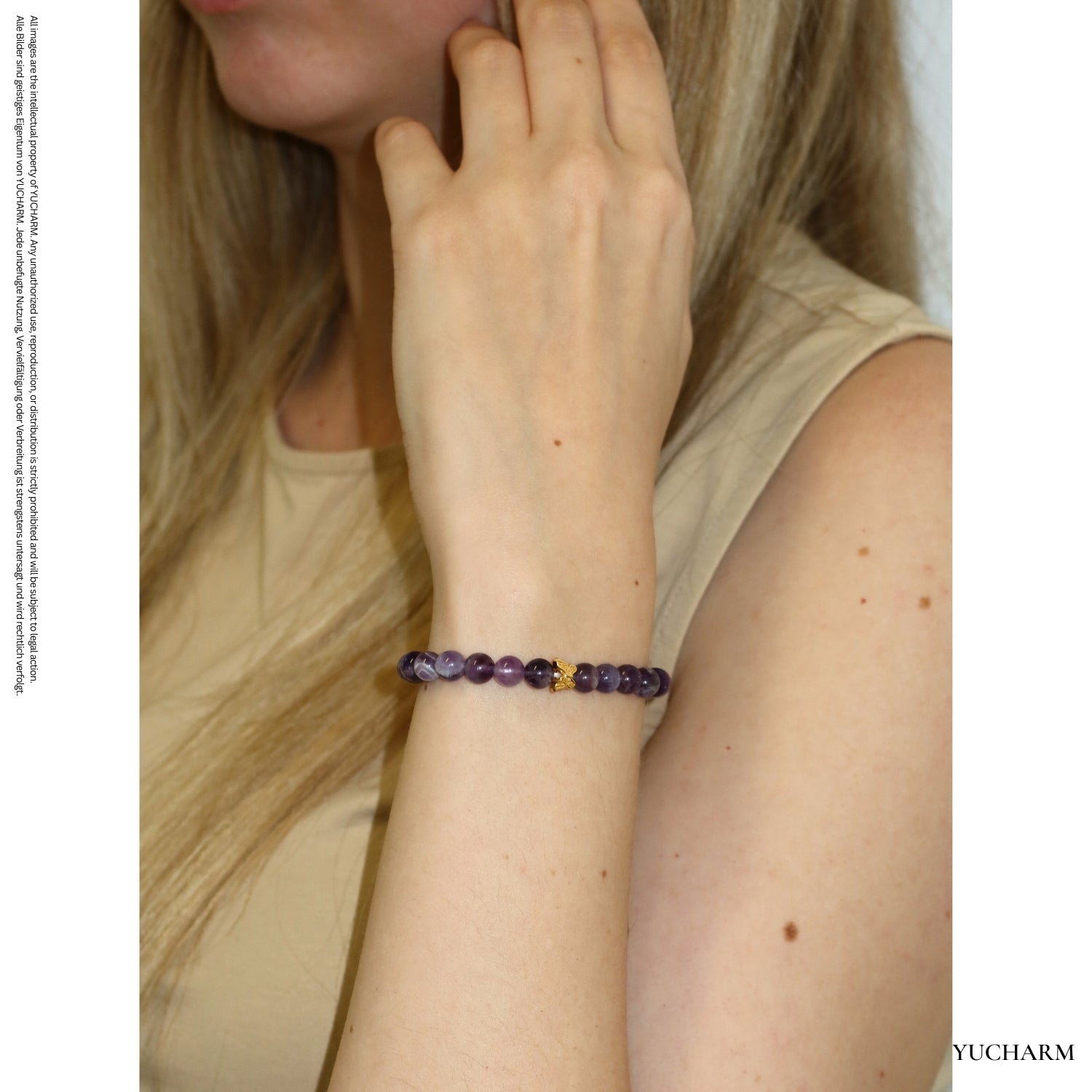 Elegantes Amethyst und 24K Vergoldeter Silber - Schmetterling Armband für Damen - stilvoll & kraftvoll - YUCHARM