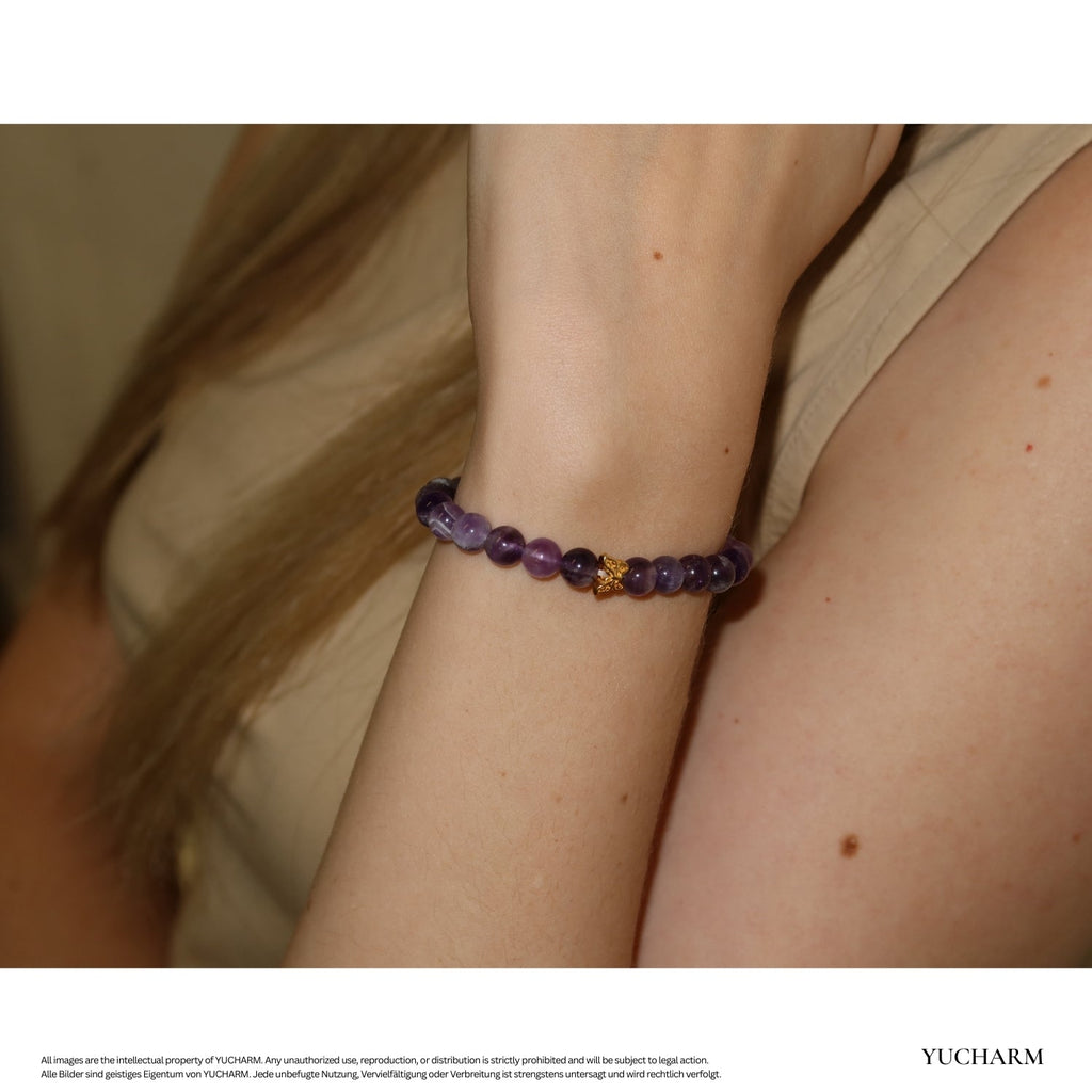 Elegantes Amethyst und 24K Vergoldeter Silber - Schmetterling Armband für Damen - stilvoll & kraftvoll - YUCHARM