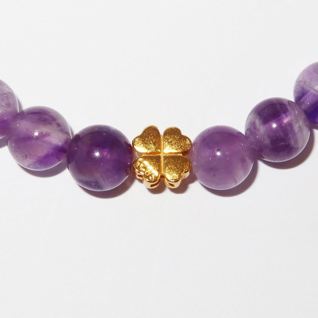 Elegantes Amethyst und 24K Vergoldetes Silber - Kleeblatt Armband für Damen - stilvoll & kraftvoll - YuCharm