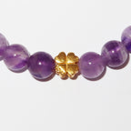 Elegantes Amethyst und 24K Vergoldetes Silber - Kleeblatt Armband für Damen - stilvoll & kraftvoll - YuCharm
