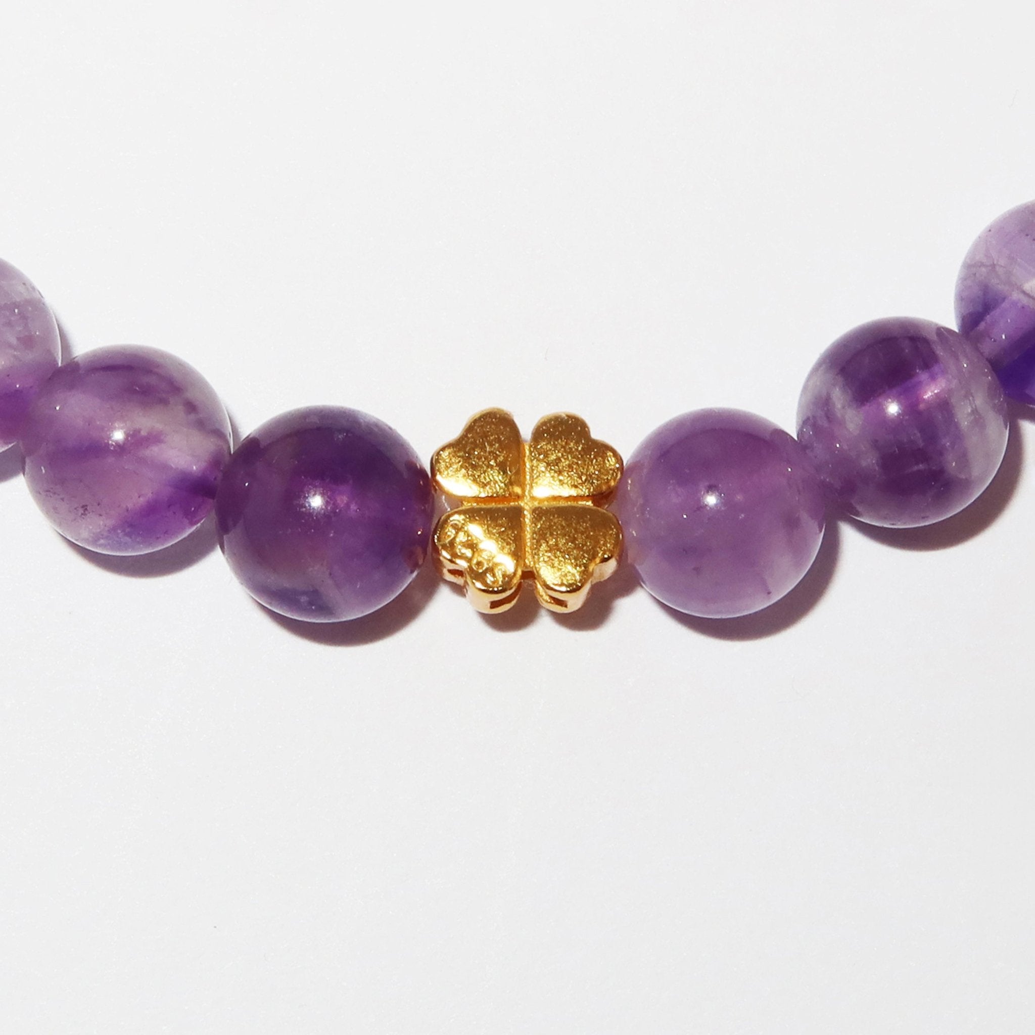 Elegantes Amethyst und 24K Vergoldetes Silber - Kleeblatt Armband für Damen - stilvoll & kraftvoll - YuCharm