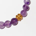 Elegantes Amethyst und 24K Vergoldetes Silber - Kleeblatt Armband für Damen - stilvoll & kraftvoll - YuCharm