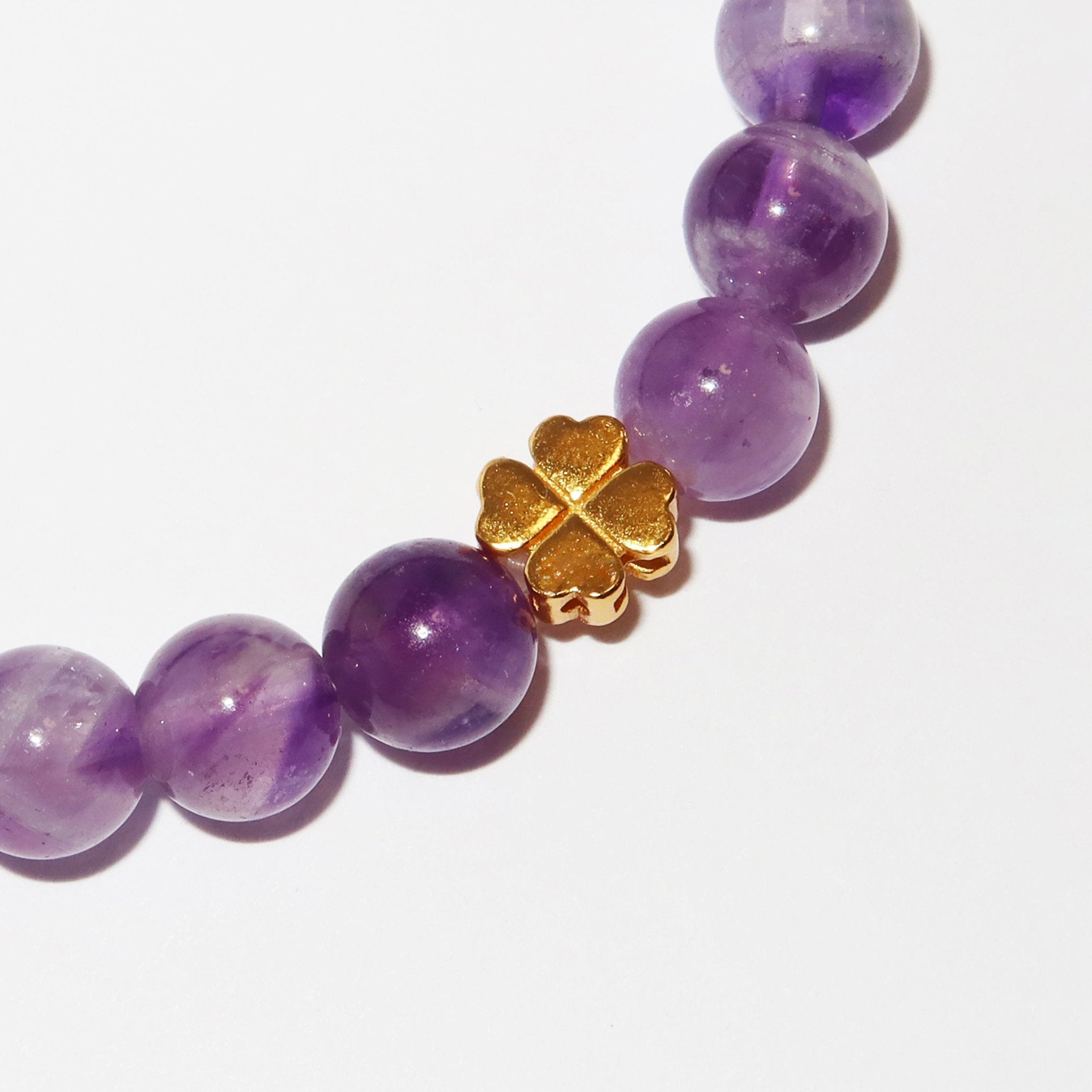 Elegantes Amethyst und 24K Vergoldetes Silber - Kleeblatt Armband für Damen - stilvoll & kraftvoll - YuCharm