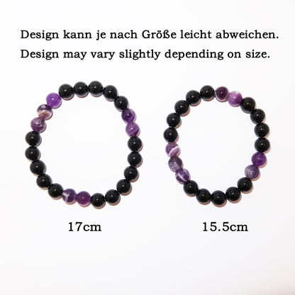 Elegantes Amethyst und Schwarzer Turmalin Armband für Damen - stilvoll & kraftvoll - YuCharm