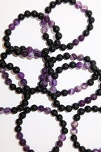 Elegantes Amethyst und Schwarzer Turmalin Armband für Damen - stilvoll & kraftvoll - YuCharm