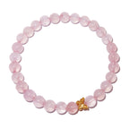 Bracelet en quartz rose avec papillon plaqué or 24 carats en argent