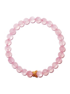 Bracelet en quartz rose avec papillon plaqué or 24 carats en argent