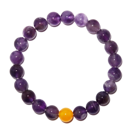 Elegantes Gelber Achat und Amethyst Armband für Damen - stilvoll & kraftvoll - YuCharm