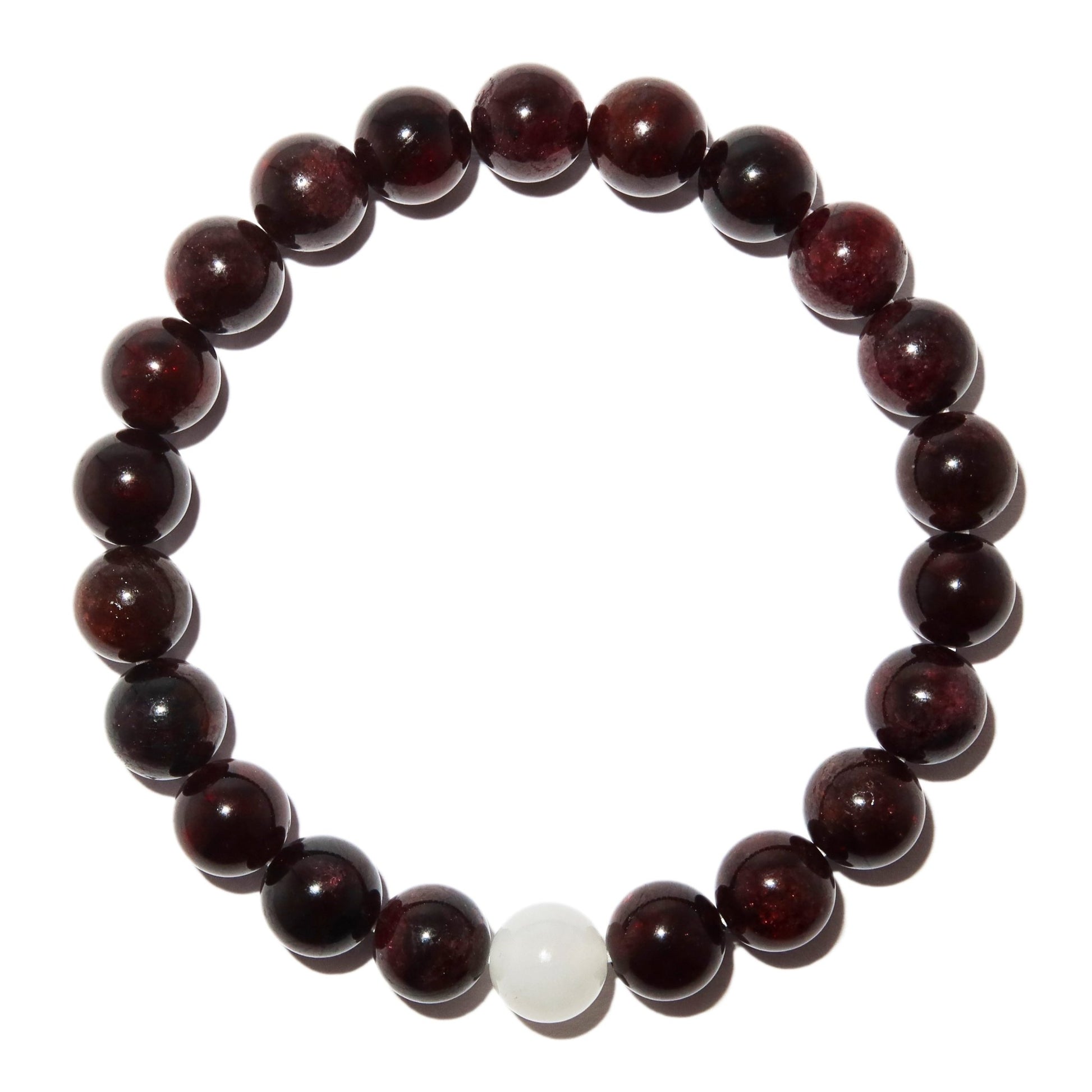 Elegantes Granat und Weißer Jade Armband für Damen - stilvoll & kraftvoll - YuCharm