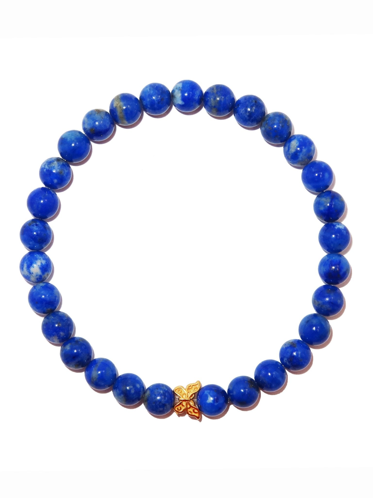Elegantes Lapis Lazuli und 24K Vergoldeter Silber - Schmetterling Armband für Damen - stilvoll & kraftvoll - YuCharm