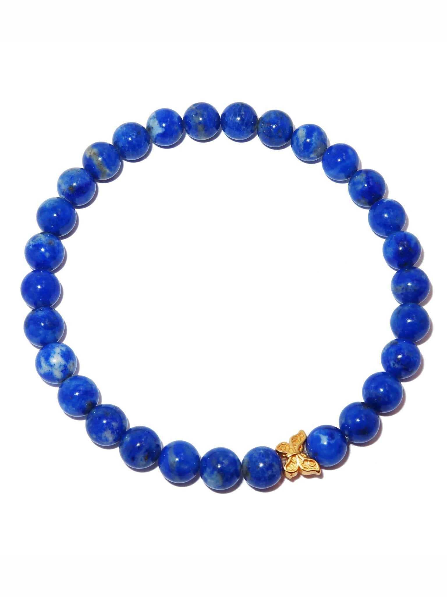 Elegantes Lapis Lazuli und 24K Vergoldeter Silber - Schmetterling Armband für Damen - stilvoll & kraftvoll - YuCharm