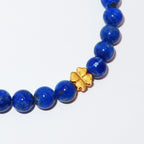 Elegantes Lapis Lazuli und 24K Vergoldetes Silber - Kleeblatt Armband für Damen - stilvoll & kraftvoll - YuCharm