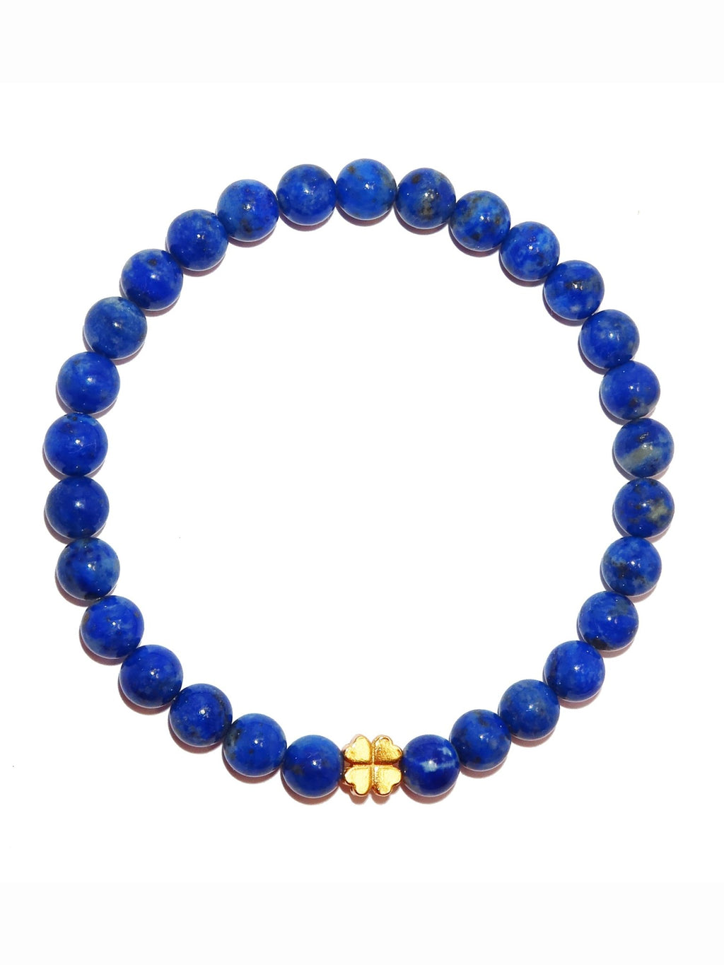 Elegantes Lapis Lazuli und 24K Vergoldetes Silber - Kleeblatt Armband für Damen - stilvoll & kraftvoll - YuCharm