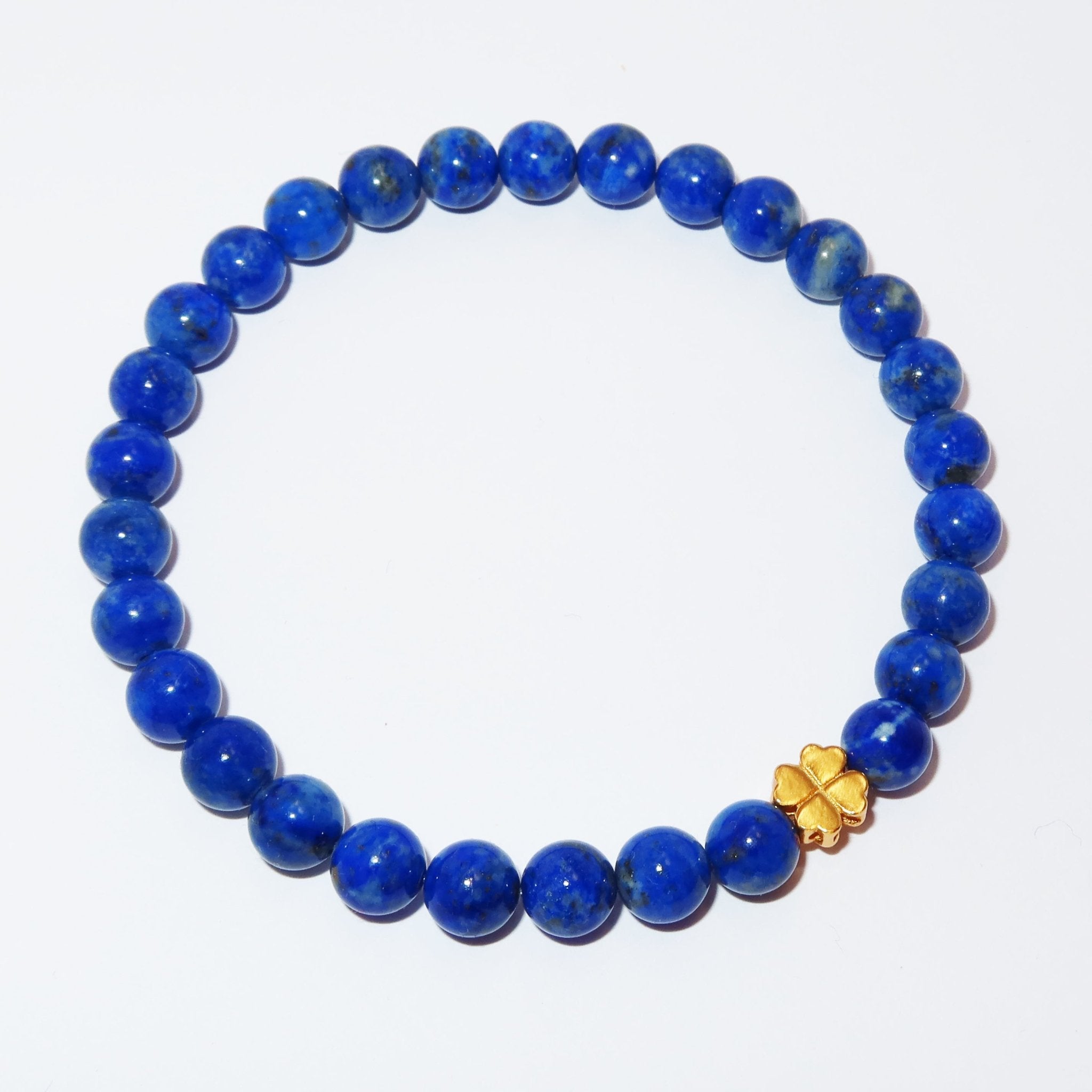 Elegantes Lapis Lazuli und 24K Vergoldetes Silber - Kleeblatt Armband für Damen - stilvoll & kraftvoll - YuCharm