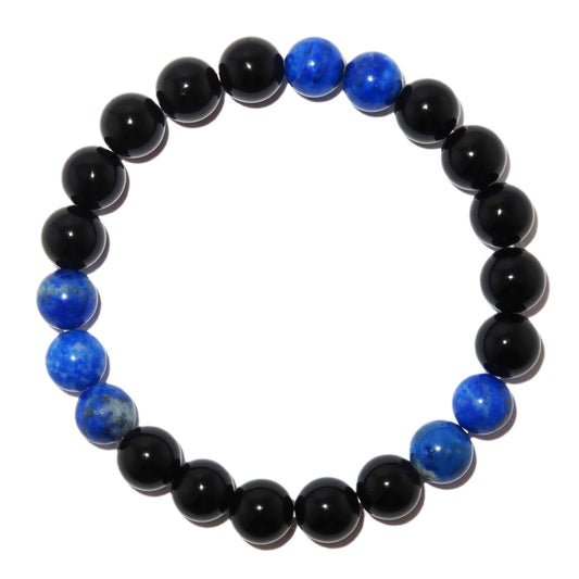 Elegantes Lapis Lazuli und Schwarzer Achat Armband für Damen - stilvoll & kraftvoll - YuCharm