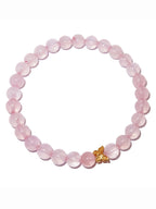 Elegantes Rosenquarz und 24K Vergoldeter Silber - Schmetterling Armband für Damen - stilvoll & kraftvoll - YuCharm