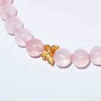 Elegantes Rosenquarz und 24K Vergoldeter Silber - Schmetterling Armband für Damen - stilvoll & kraftvoll - YuCharm