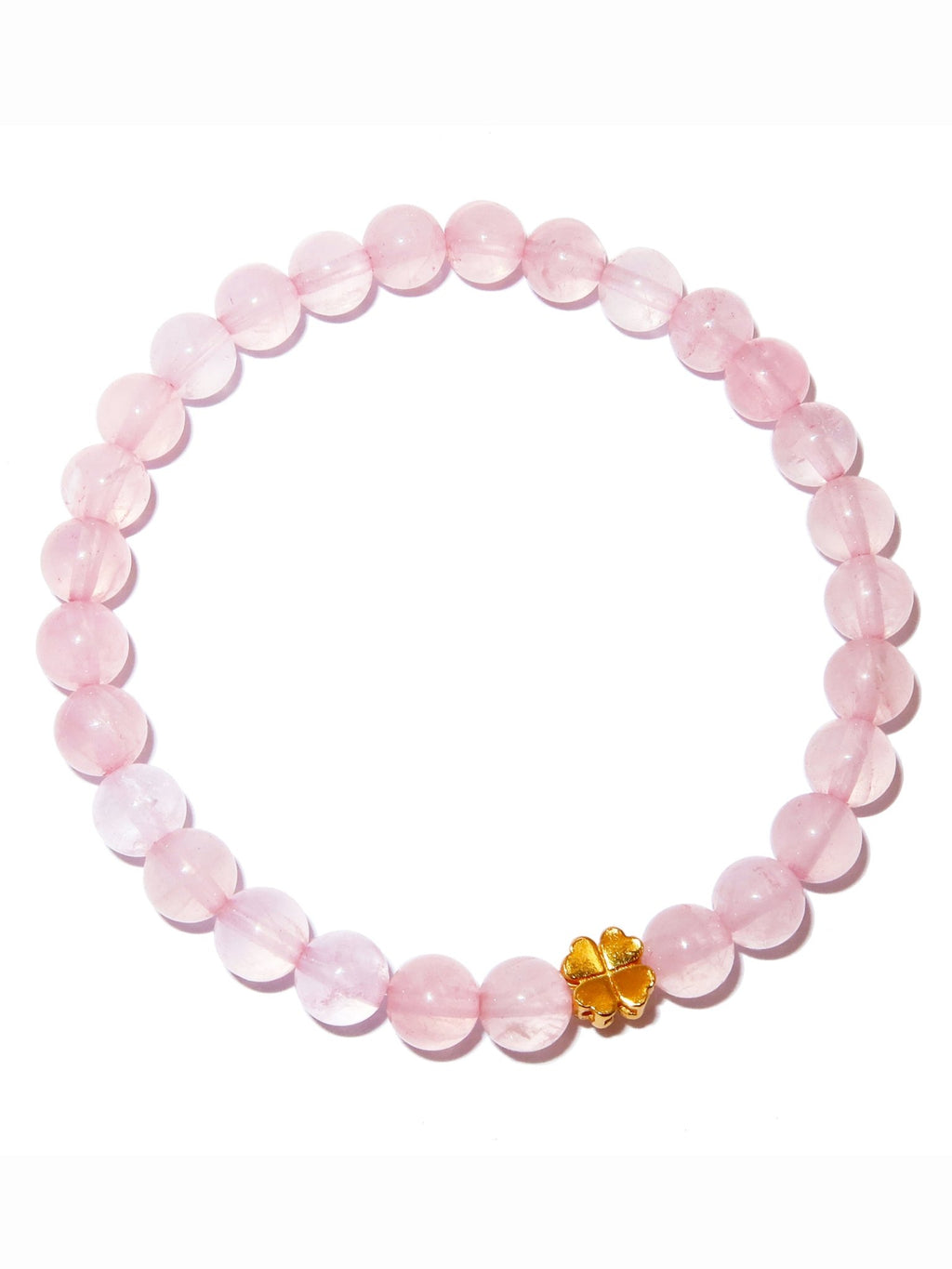 Elegantes Rosenquarz und 24K Vergoldetes Silber - Kleeblatt Armband für Damen - stilvoll & kraftvoll - YuCharm