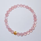 Elegantes Rosenquarz und 24K Vergoldetes Silber - Kleeblatt Armband für Damen - stilvoll & kraftvoll - YuCharm