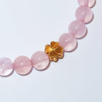 Elegantes Rosenquarz und 24K Vergoldetes Silber - Kleeblatt Armband für Damen - stilvoll & kraftvoll - YuCharm