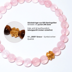 Elegantes Rosenquarz und 24K Vergoldetes Silber - Kleeblatt Armband für Damen - stilvoll & kraftvoll - YuCharm