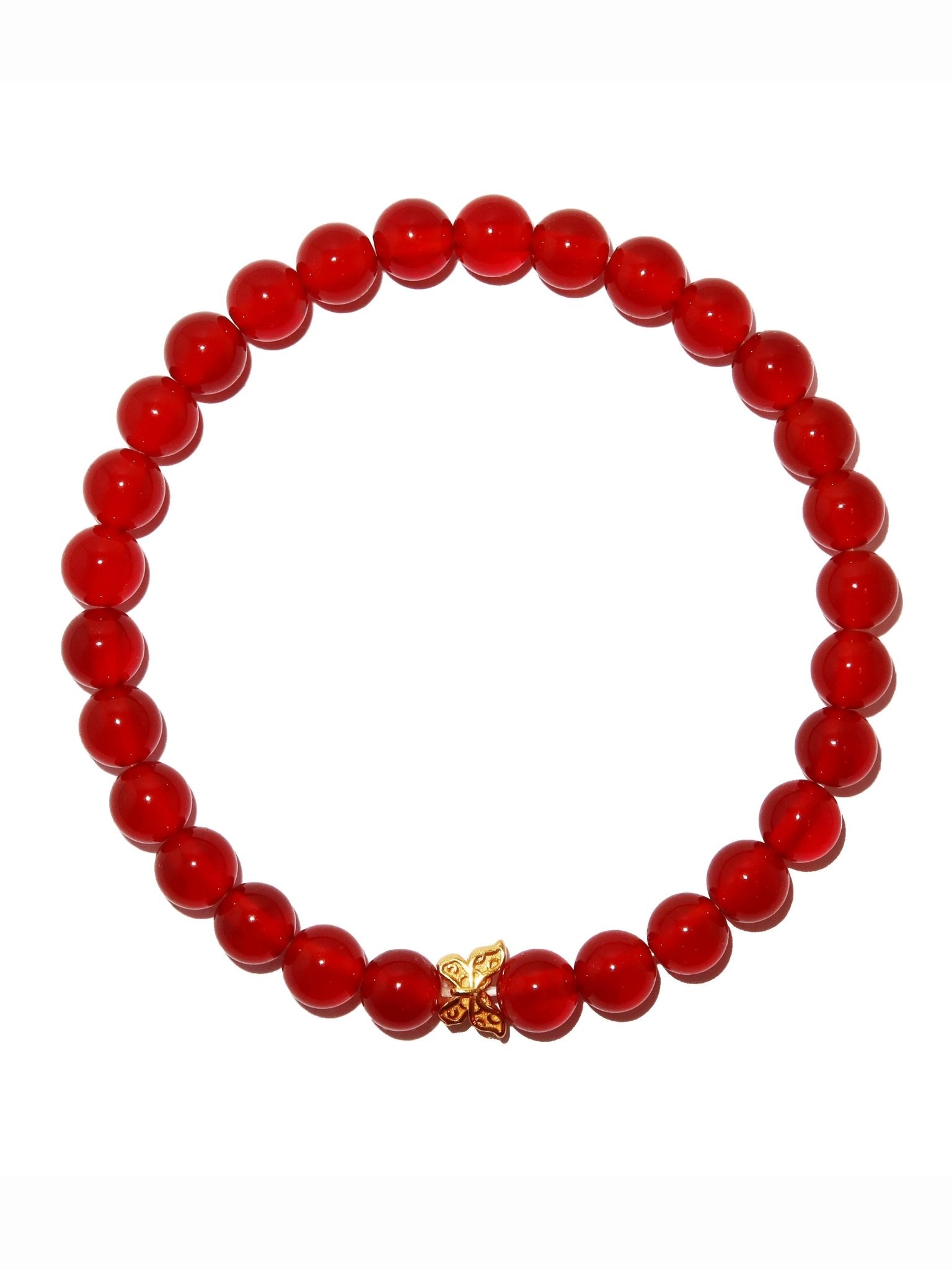 Elegantes Roter Achat und 24K Vergoldeter Silber - Schmetterling Armband für Damen - stilvoll & kraftvoll - YuCharm