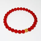 Elegantes Roter Achat und 24K Vergoldetes Silber - Kleeblatt Armband für Damen - stilvoll & kraftvoll - YuCharm
