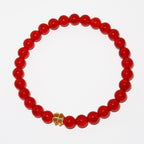 Elegantes Roter Achat und 24K Vergoldetes Silber - Kleeblatt Armband für Damen - stilvoll & kraftvoll - YuCharm