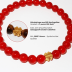 Elegantes Roter Achat und 24K Vergoldetes Silber - Kleeblatt Armband für Damen - stilvoll & kraftvoll - YuCharm