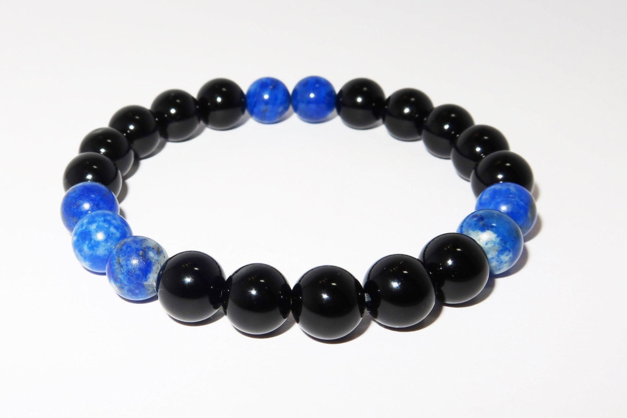 Elegantes Schwarzer Achat und Lapis Lazuli Armband für Damen - stilvoll & kraftvoll - YuCharm