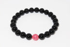Elegantes Schwarzer Achat und Rhodonit Armband für Damen - stilvoll & kraftvoll - YuCharm