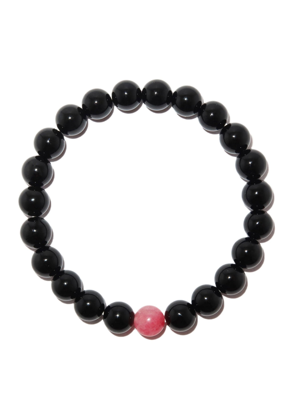 Elegantes Schwarzer Achat und Rhodonit Armband für Damen - stilvoll & kraftvoll - YuCharm