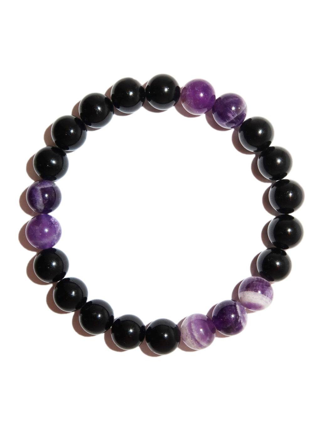 Elegantes Schwarzer Turmalin und Amethyst Armband für Damen - stilvoll & kraftvoll - YuCharm