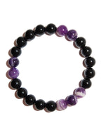 Elegantes Schwarzer Turmalin und Amethyst Armband für Damen - stilvoll & kraftvoll - YuCharm