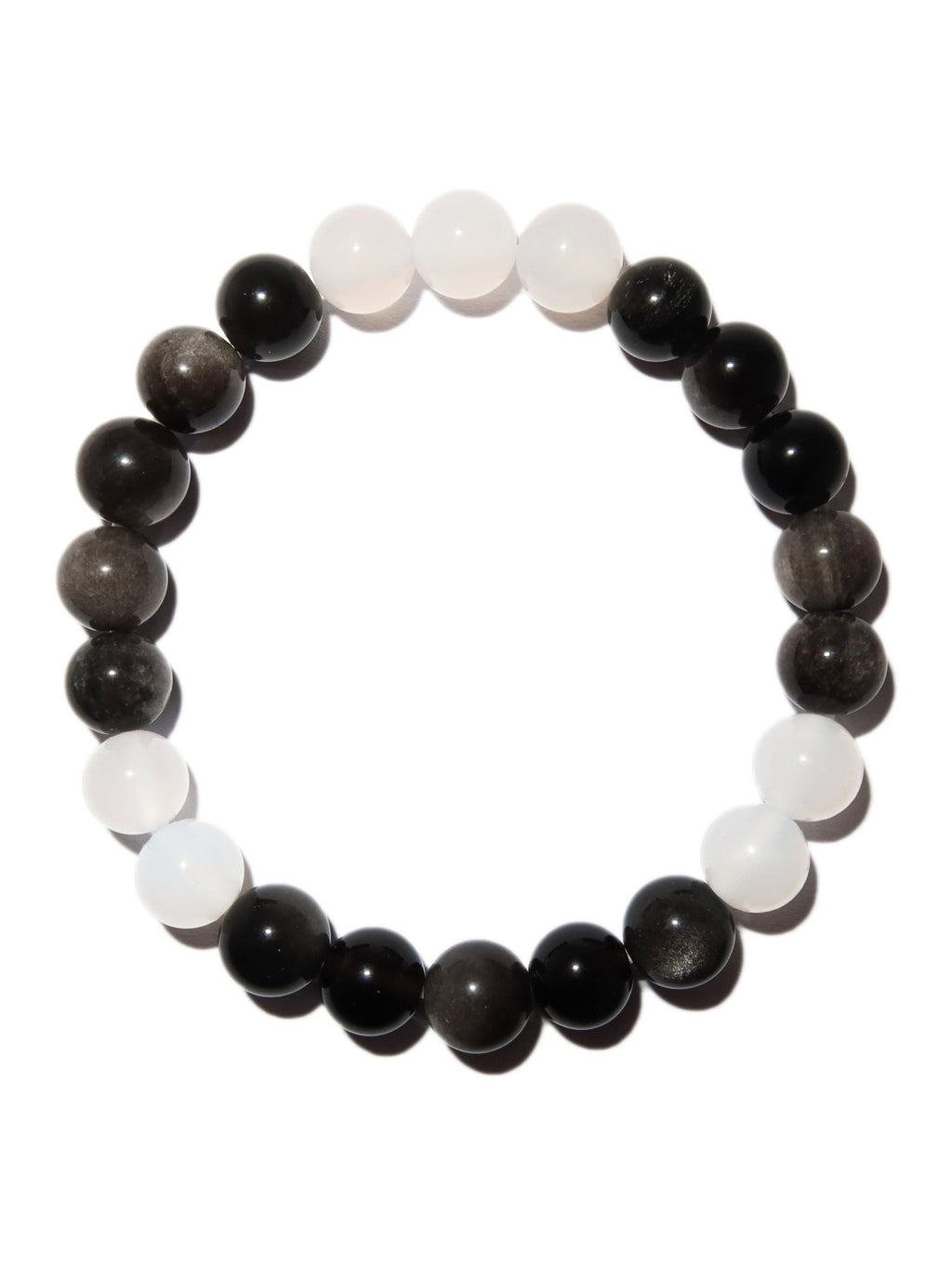 Elegantes Silberobsidian und Weißer Achat Armband für Damen - stilvoll & kraftvoll - YuCharm