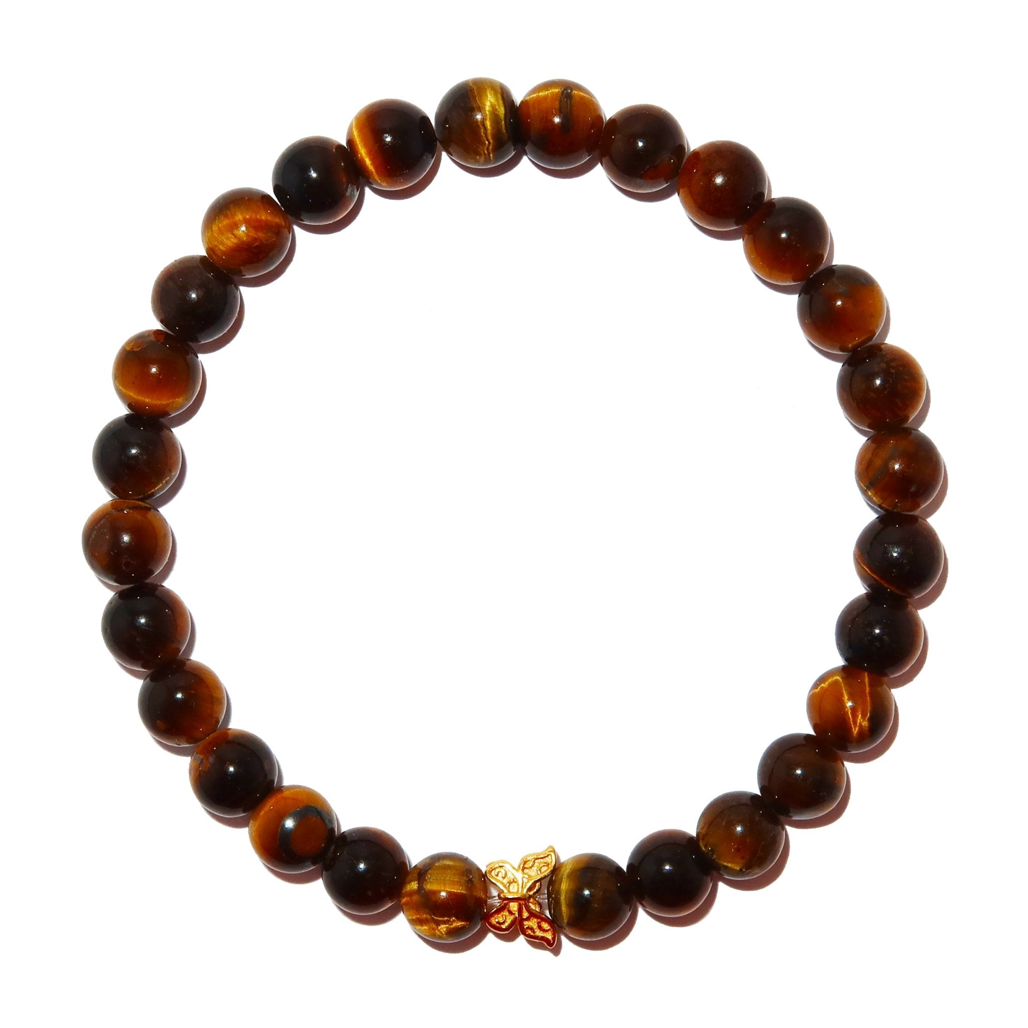 Elegantes Tigerauge und 24K Vergoldeter Silber - Schmetterling Armband für Damen - stilvoll & kraftvoll - YuCharm