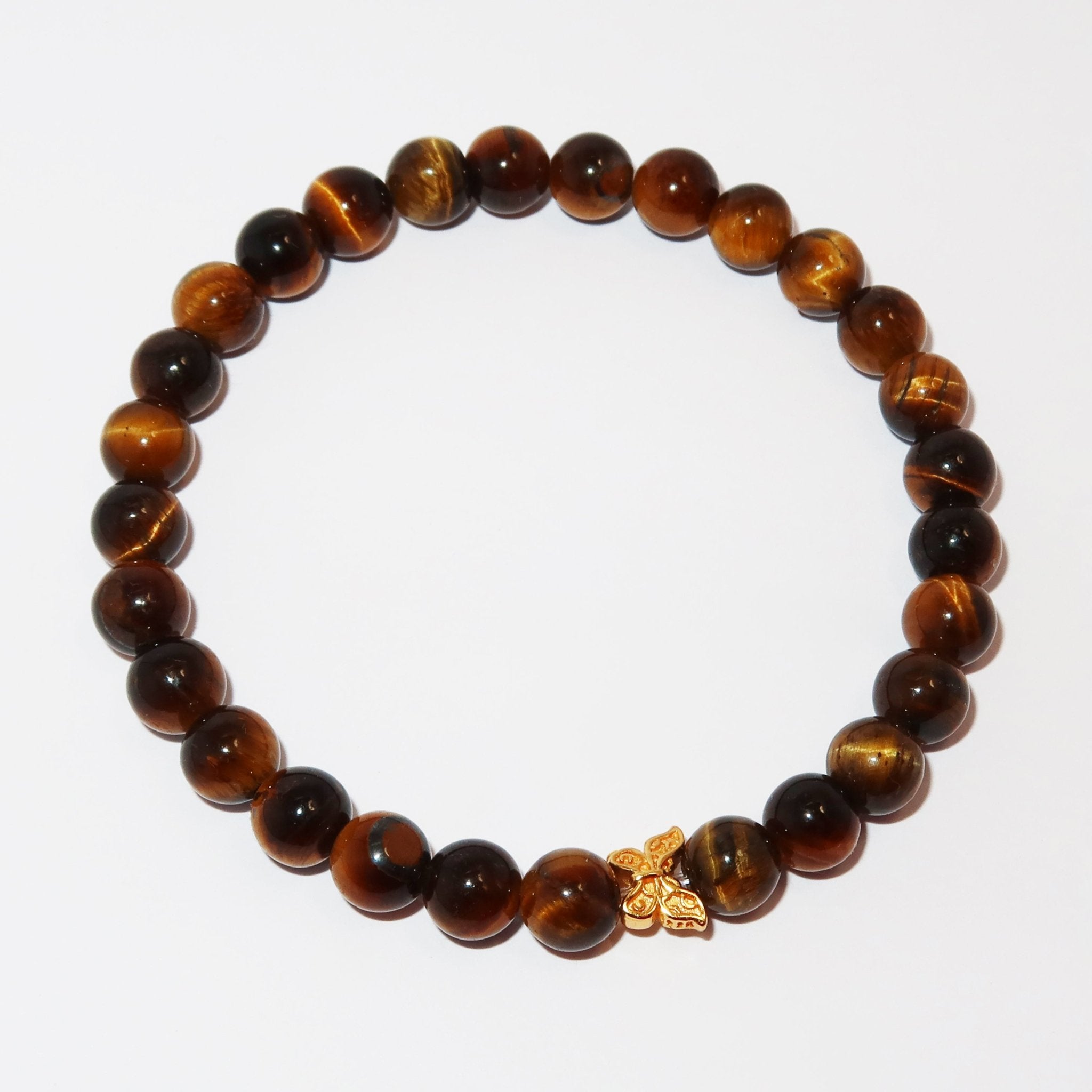 Elegantes Tigerauge und 24K Vergoldeter Silber - Schmetterling Armband für Damen - stilvoll & kraftvoll - YuCharm